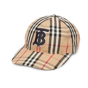 Burberry Monogram Motif Check Cotton Baseball Cap
